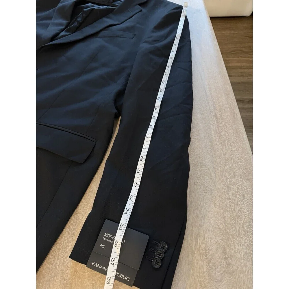 Banana Republic NWT Wool 2 Piece Modern Fit Black Suit 48L Jacket 40X32 Pants